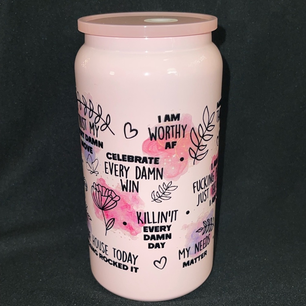 Pink Motivational Quote 16oz Stainless Steel Cup